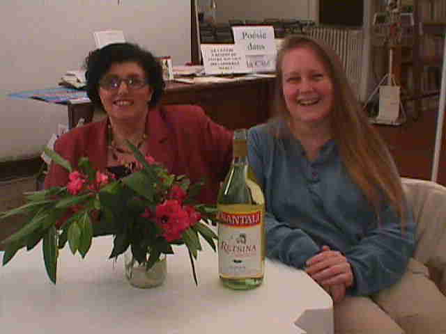 Odette, one of our Center volunteers (and a great cook!) and myself, enjoying a bottle of Retsina.
Photo credit: Georges Bellot