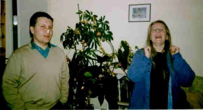 We had a tradition at our dinner parties (don't ask me how it got started) that we all had to be photographed wearing something on our noses. With Ivan Grivolla at a Christmas party at Mireille Bonnefoy's apartment in Avignon.
Photo credit: Mireille Bonnefoy